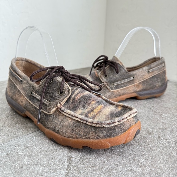 Twisted X Driving Moc Tiger Pattern Distressed Brown Leather Moc Women’s 8M - Picture 3 of 10